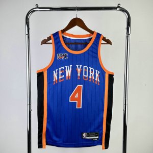 Maillot de Basket #4 Rose Knicks 23-24 city Bleu Imprimé